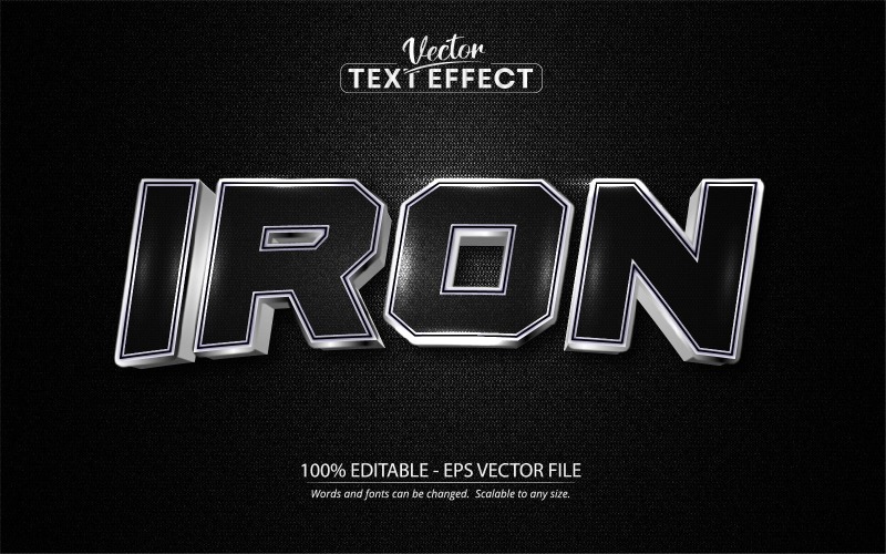 Eisen - Bearbeitbarer Texteffekt, Textstil aus Metall und Silber, Grafikillustration