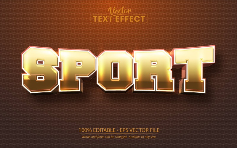 Esporte - Efeito de texto editável, estilo de texto de esporte de cor amarela de desenho animado, ilustração gráfica