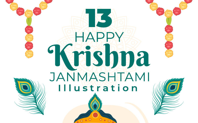 13 Ilustrace Šťastný Krišna Janmashtami