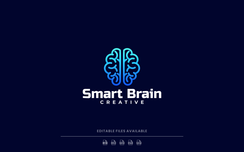 Logo de dégradé d'art de ligne de cerveau intelligent