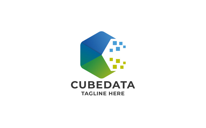 Logo professionale della lettera C dei dati del cubo