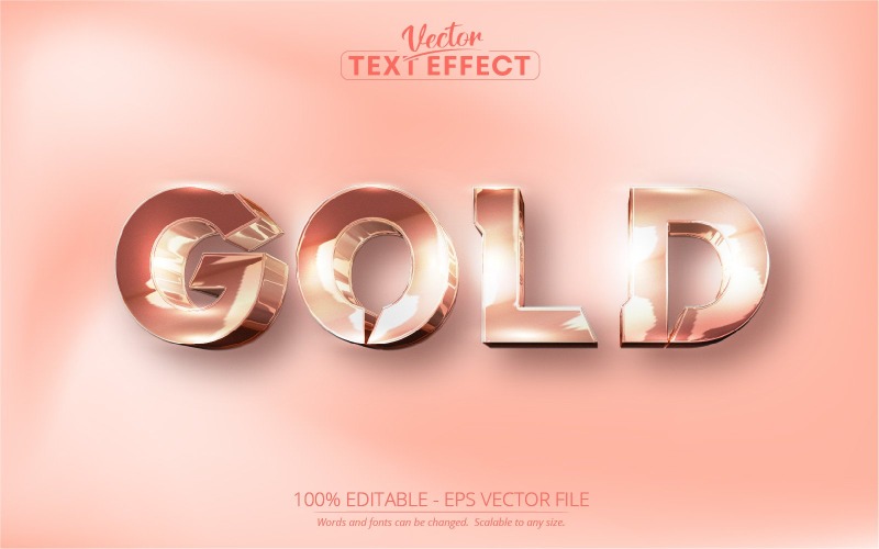 Or - Effet de texte modifiable, style de texte or rose et brillant, illustration graphique