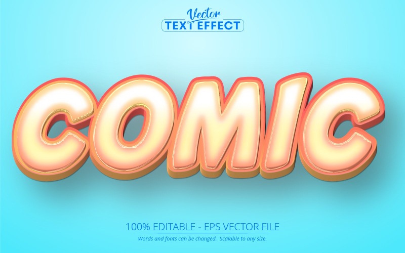 Quadrinhos - Efeito de texto editável, estilo de texto de cor amarela de desenho animado, ilustração gráfica