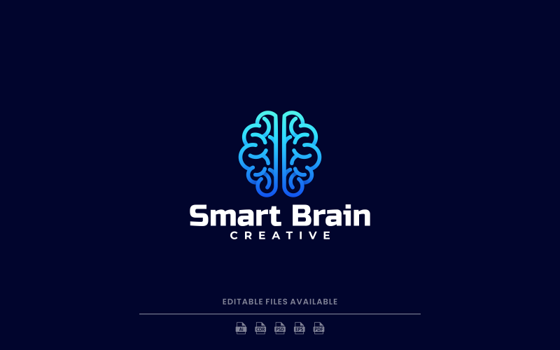 Smart Brain Line Art Gradient Logotyp