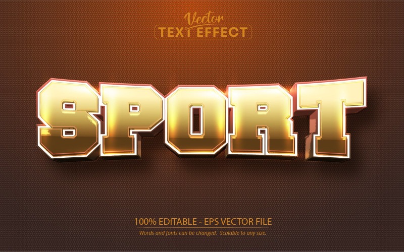 Sport - Effet de texte modifiable, style de texte de sport de couleur jaune de dessin animé, illustration graphique