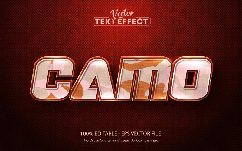 Came - Effetto di testo modificabile, stile di testo con motivo mimetico, illustrazione grafica
