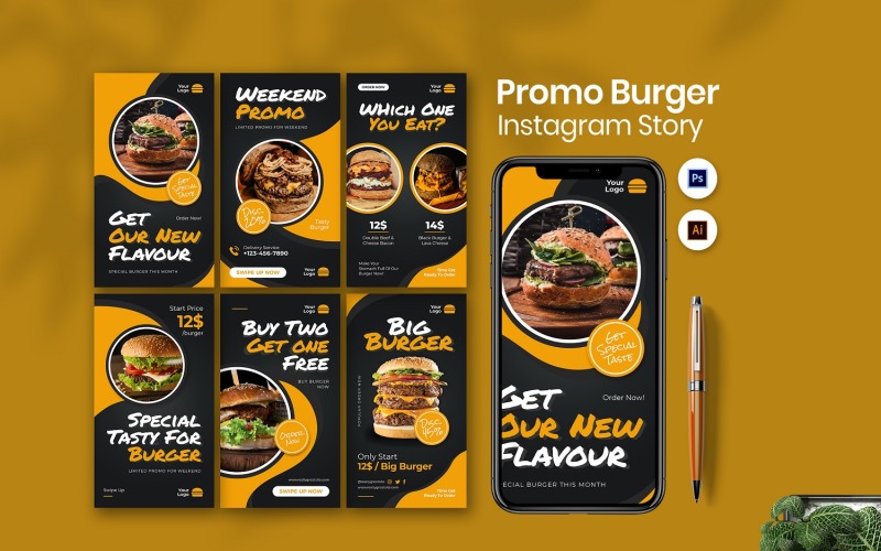 História do Instagram do hambúrguer promocional
