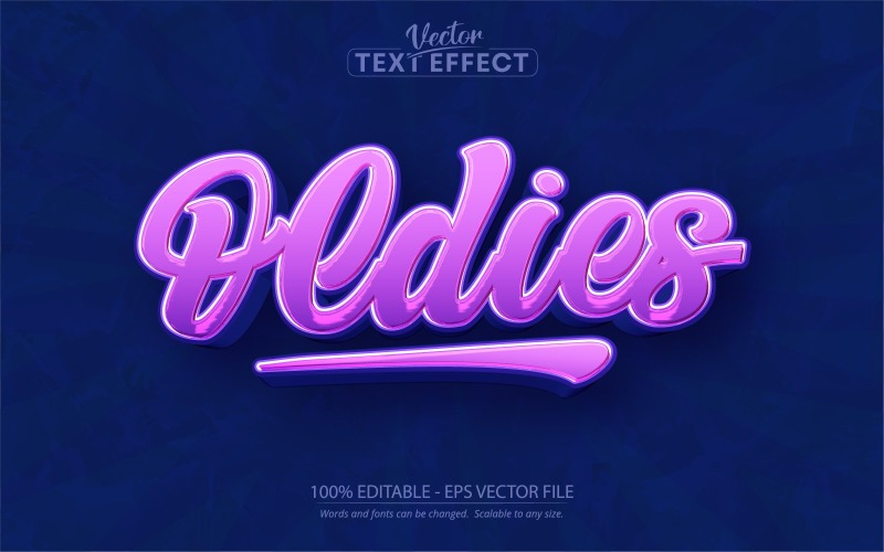 Oldies - редактируемый текстовый эффект, стиль ретро-текста 80-х, графическая иллюстрация