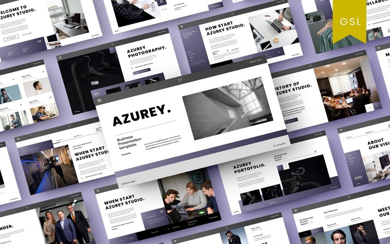 Azurey - Modelo de slides do Google para negócios