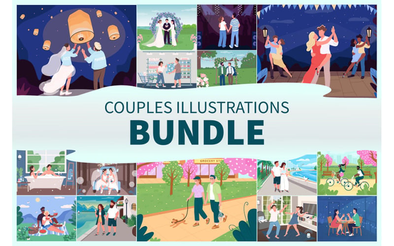 Ensemble d'illustrations de couples