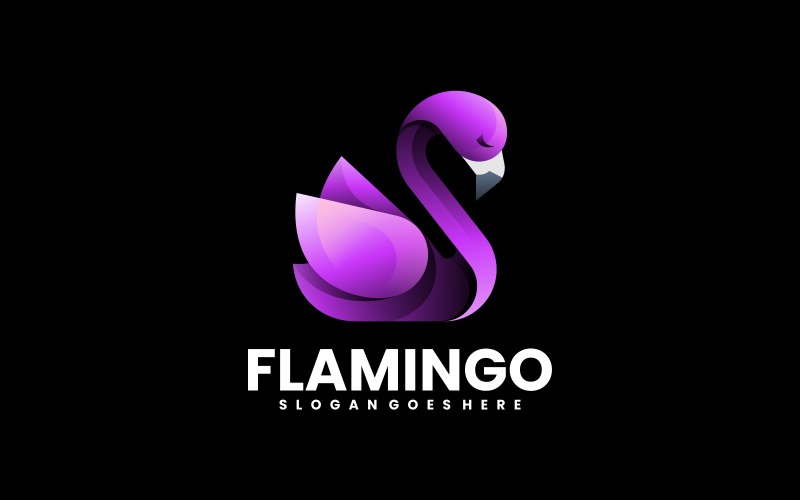 Flamingo Renk Gradyan Logo Şablonu