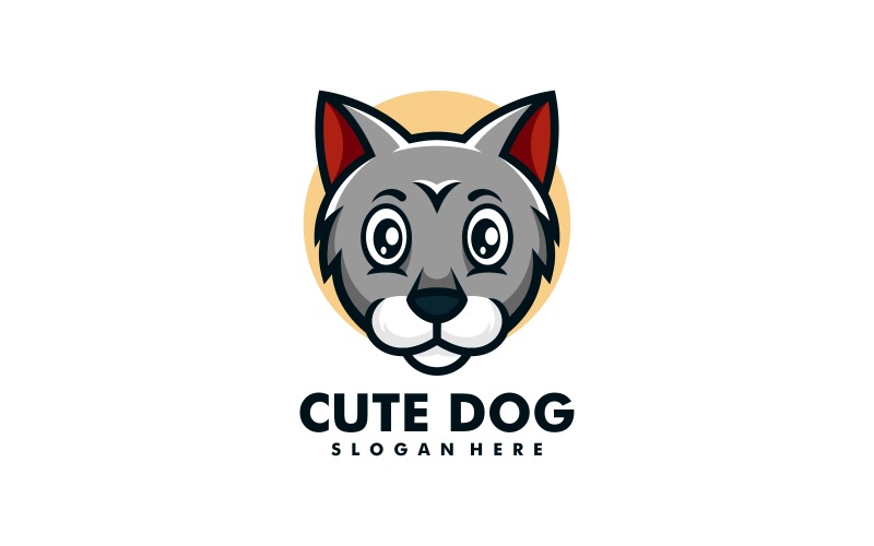 Köpek Kafası Basit Maskot Logo Tarzı
