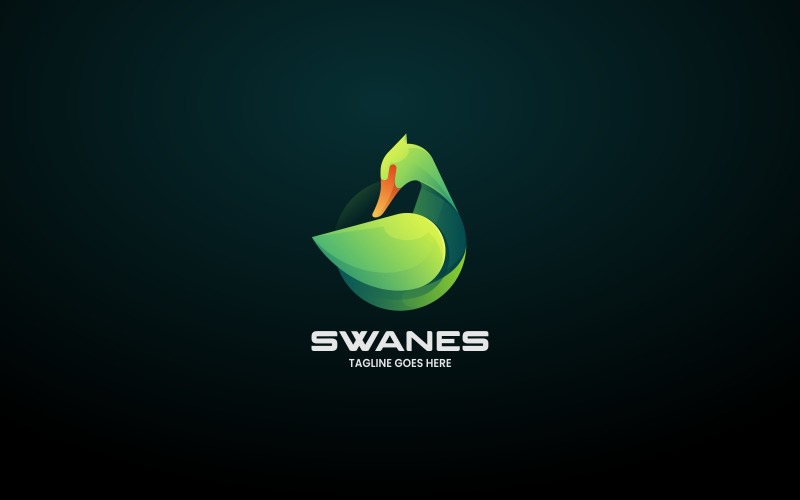 Logo-Stil mit grünem Schwan-Farbverlauf