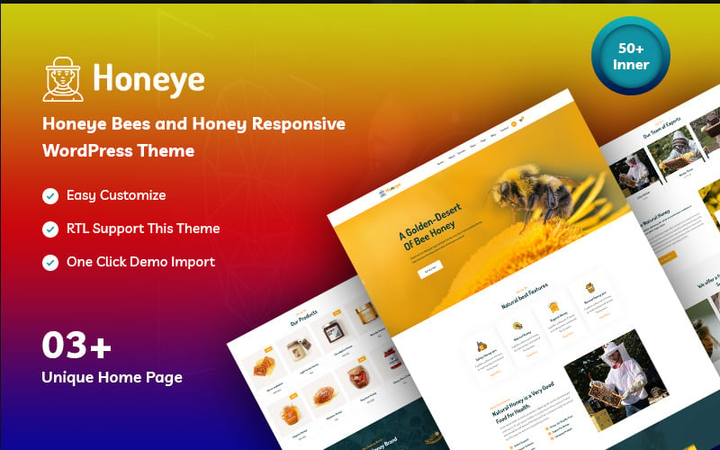 Honeye - Thème WordPress réactif pour les abeilles et le miel