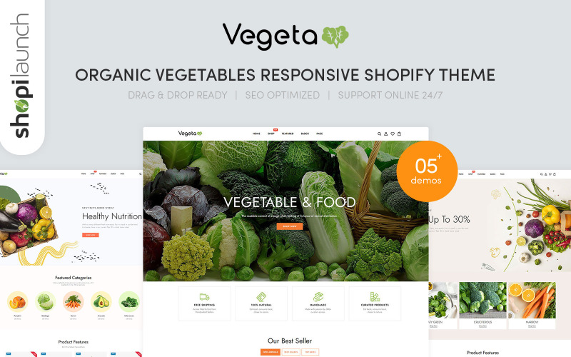 Vegeta - Responsives Shopify-Theme für Bio-Gemüse
