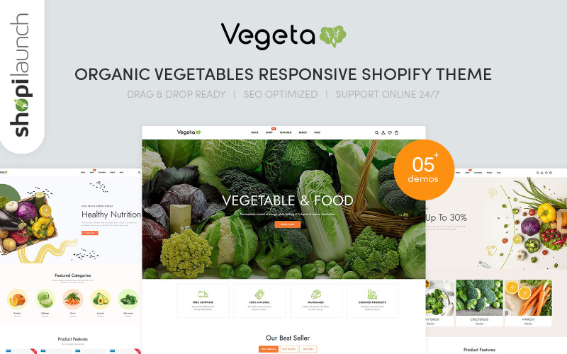 Vegeta - Responsywny motyw Shopify z organicznymi warzywami