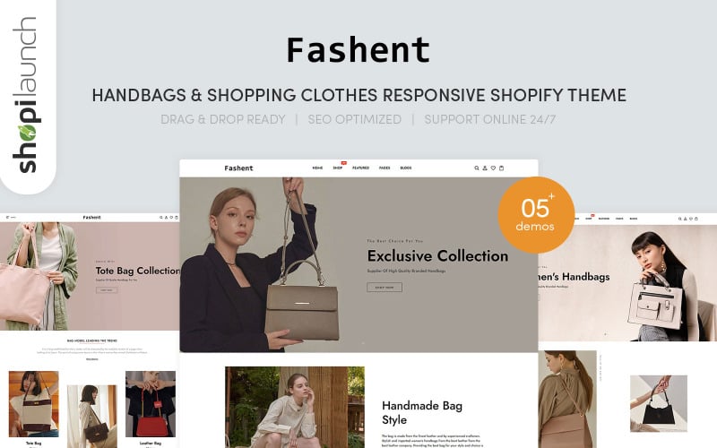 Fashent - Handtaschen & Einkaufskleidung Responsive Shopify Theme