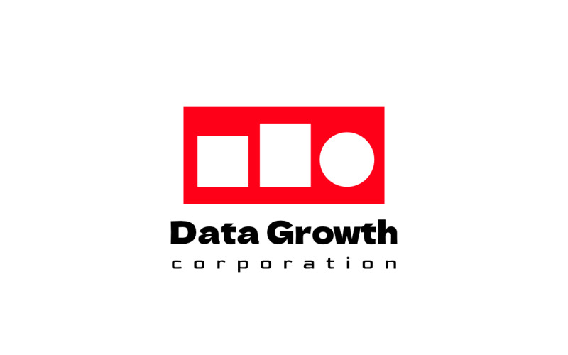 Logotipo rojo de espacio negativo de crecimiento de datos