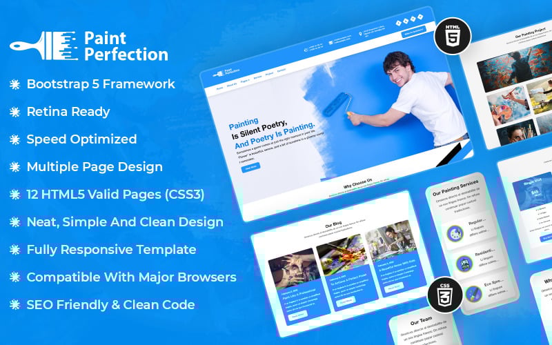 Paint Perfection – Festőszolgáltatások HTML5 webhelysablon