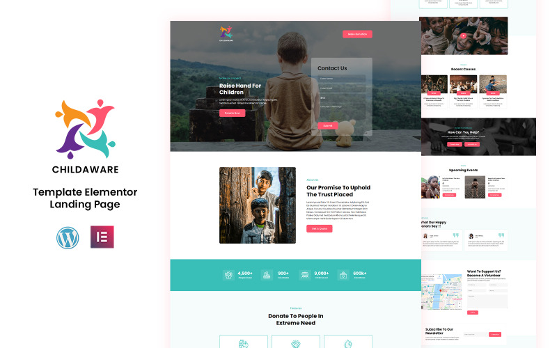 ChildAware - Modèle de page de destination pour ONG et Trust Elementor