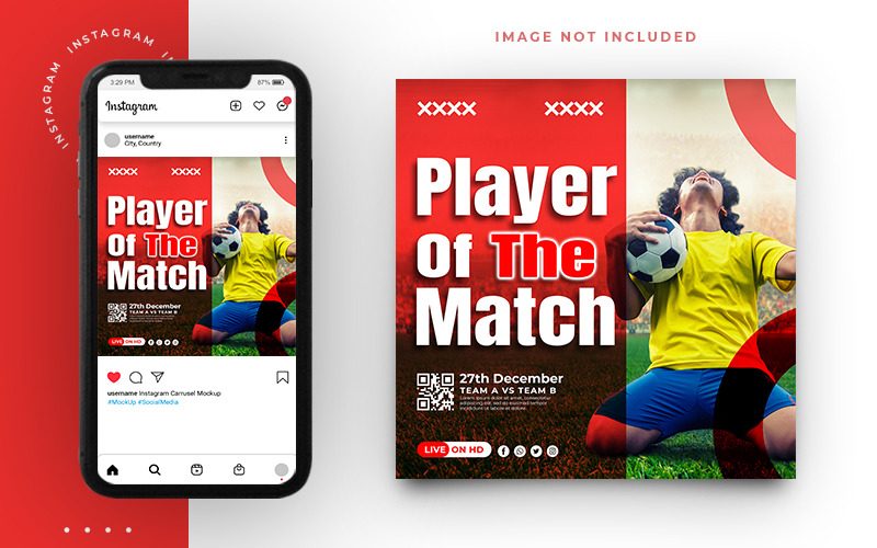 Design del modello di post sui social media per lo sport di calcio