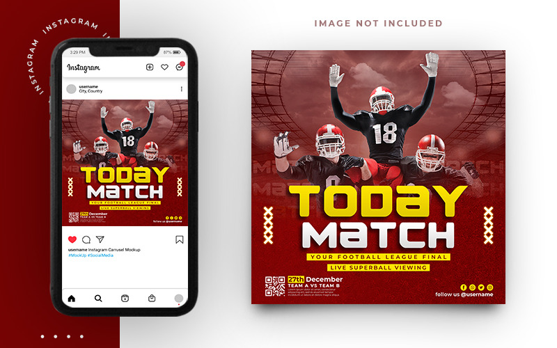 Football Championship Poster Or Banner Design Template For Social Media Promotion