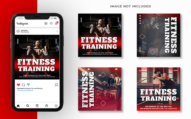 Gym & Fitness Promo Social Media Post Banner Vorlage