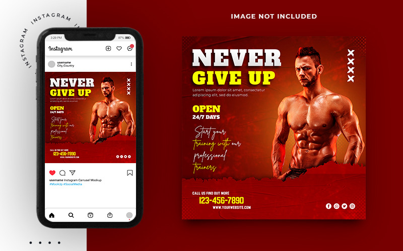 Gym & Fitness Social Media Instagram Post und Web-Banner-Vorlage