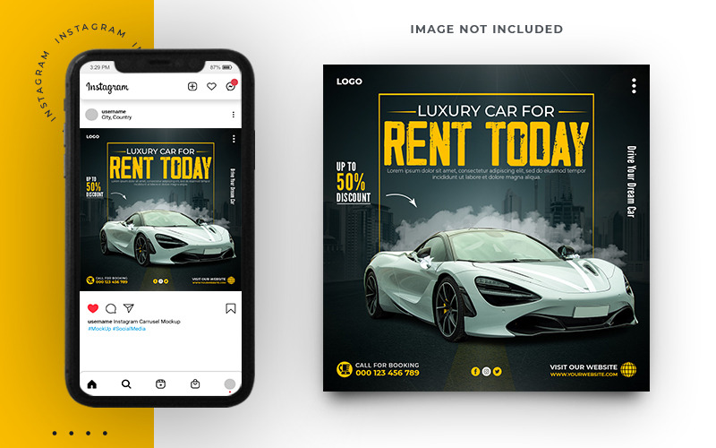 Mietwagen Social Media Instagram Template Design