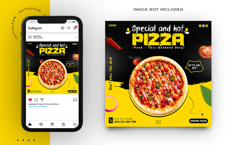 Modello di post sui social media per pizza