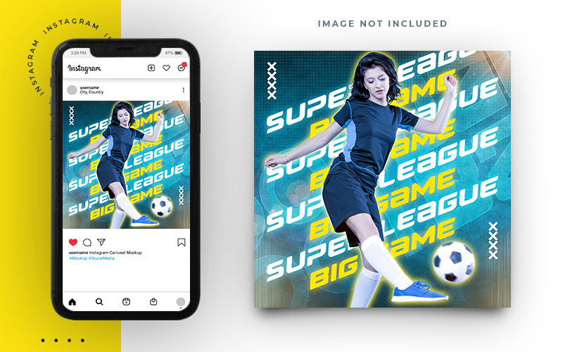 Modelo de banner de postagem de mídia social de jogador de futebol