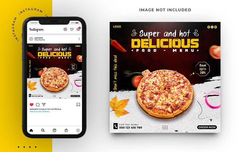 Pizza Yemek Sosyal Medya Tanıtım Şablonu