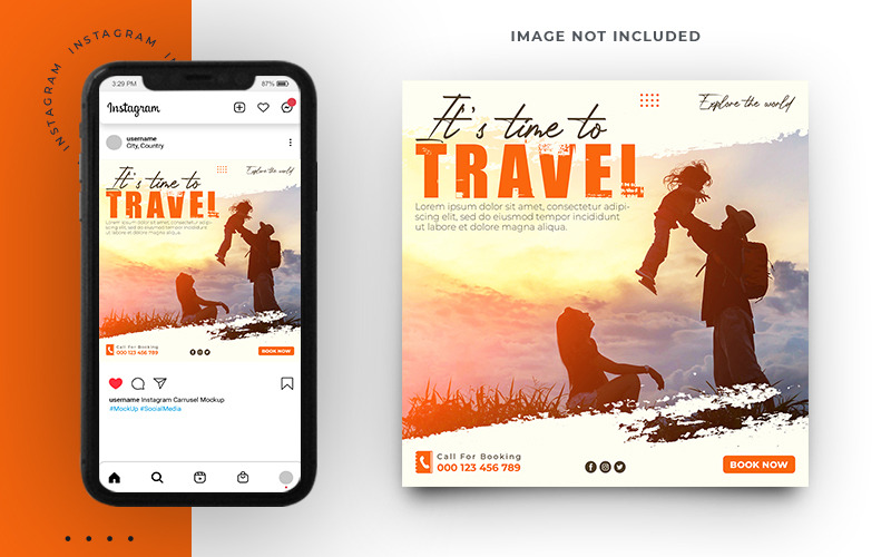 Progettazione di modelli di banner Web e post sui social media per viaggi e tour