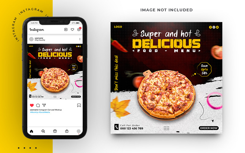 Promotiesjabloon voor pizza eten sociale media