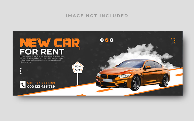 Шаблон обложки Facebook для социальных сетей Rent Car Promo