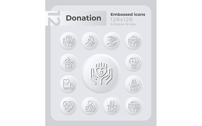 Donatie reliëf Icons Set