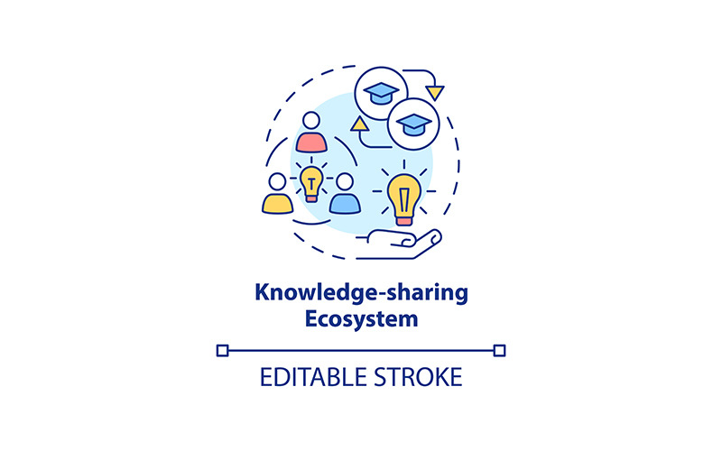Ícone de conceito de ecossistema de compartilhamento de conhecimento