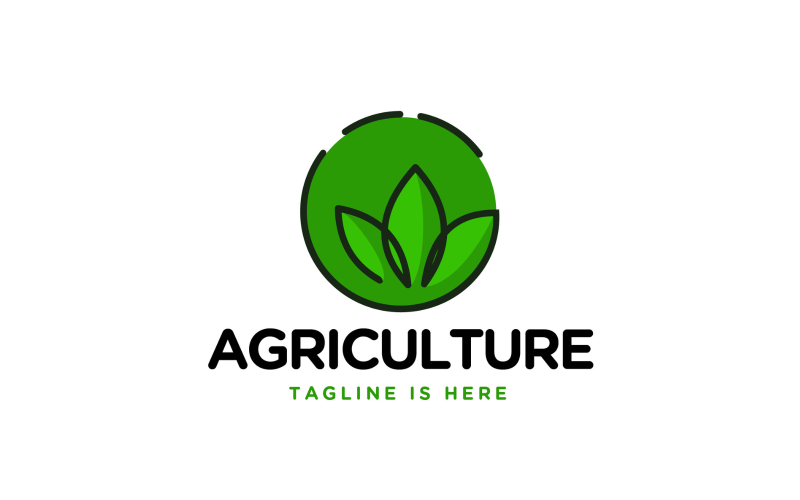 Plantilla de logotipo de agricultura de hoja verde