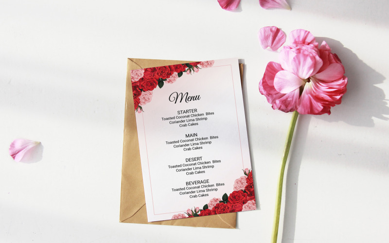 Plantilla para tarjeta de menú de boda