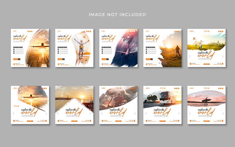 Viaggi e tour Social Media Instagram e Facebook Post Banner Collection Set Template