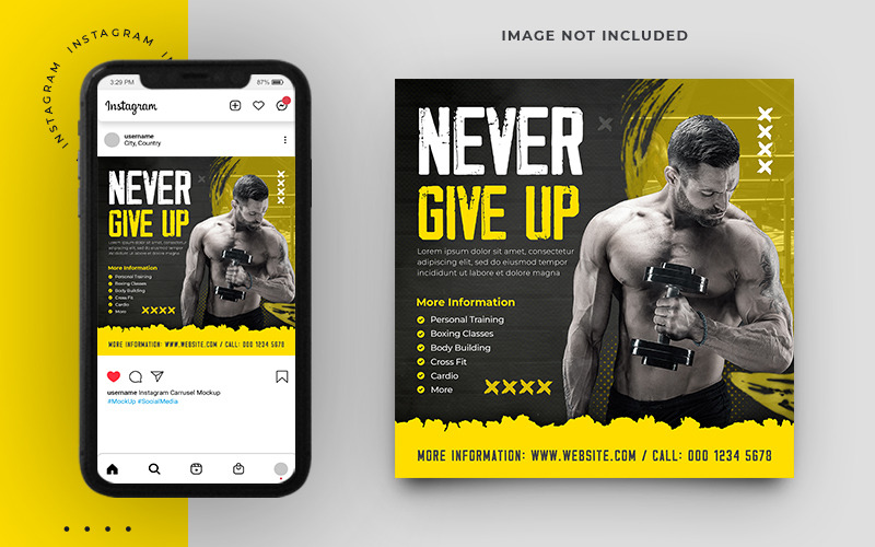 Vytvarujte své tělo Fitness a Posilovna Šablona banneru Instagramu na sociálních sítích