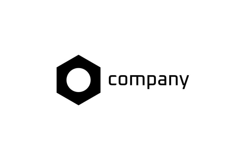 Logotipo de espaço negativo de ponto hexagonal