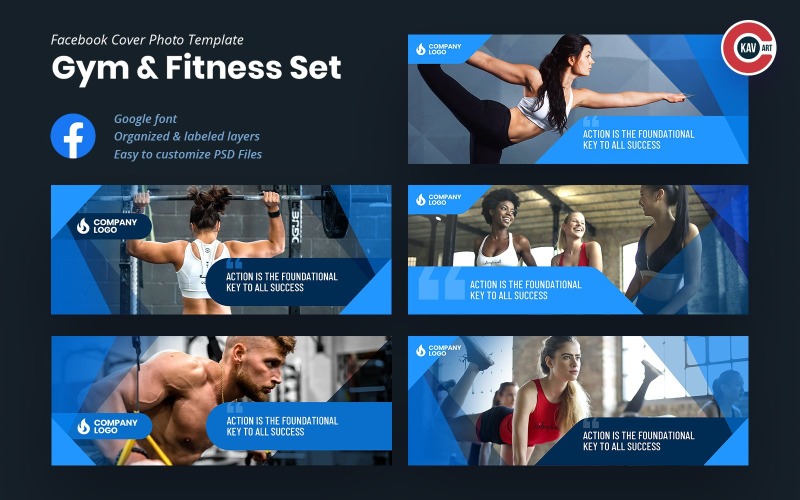 Vorlage für ein Facebook-Titelbild für Fitnessstudio und Fitness