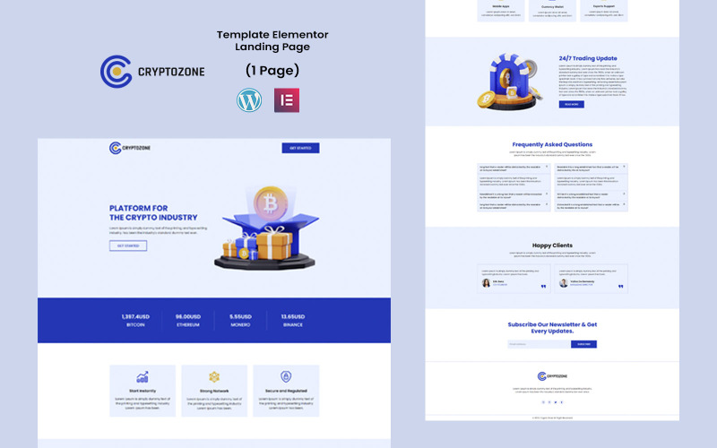 Cryptozone - Шаблон Элементора Криптовалюты