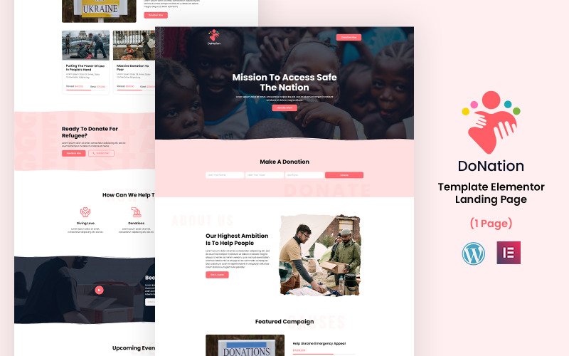 DoNation - Page de destination Elementor des ONG et des services caritatifs