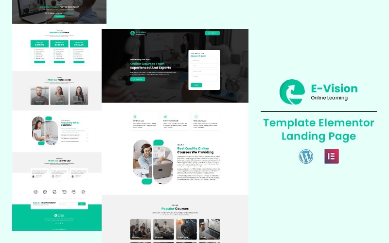E-Vision - Online Eğitim Elementor Açılış Sayfası
