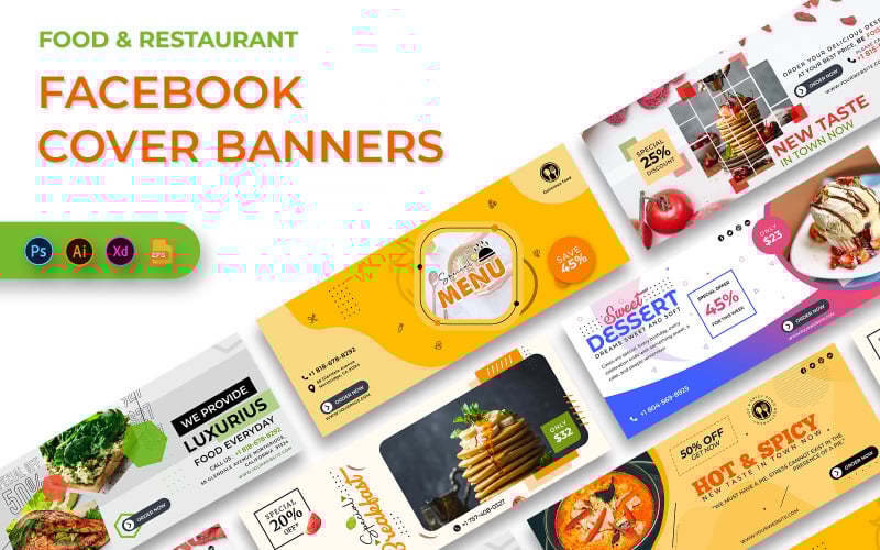 Food and Restaurant Facebook Cover Banners TemplateMonster