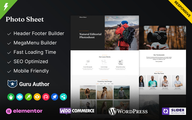 Hoja de fotos - Tema de WordPress para fotografía