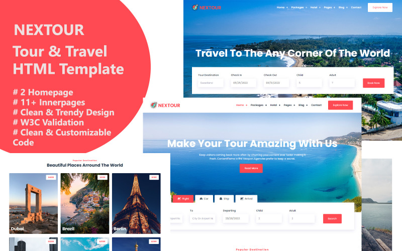 Nextour - 多用途旅游和旅行 HTML 模板