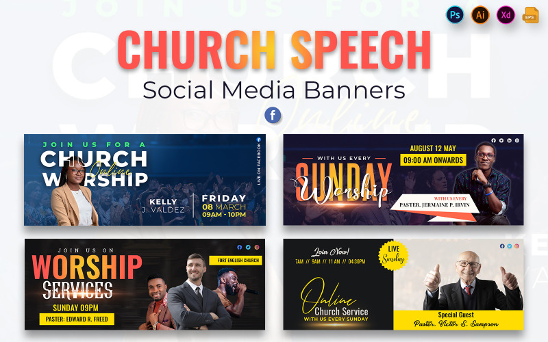 Sjabloon voor kerktoespraak Facebook-omslagbanners